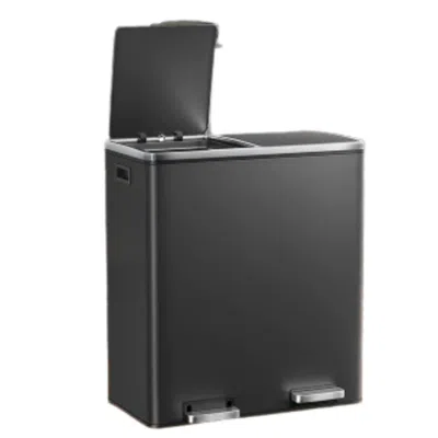 Hivvago Trash Can With 2 Compartments, 2 X 8-gallon Double Garbagecan, Trash Bin With Lids, In Black
