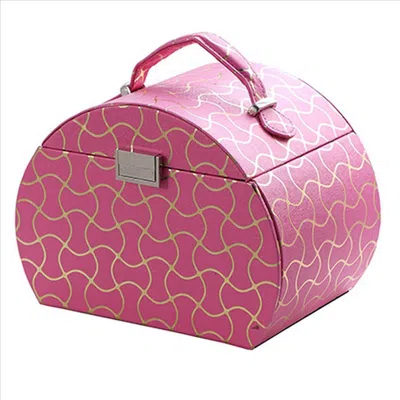 Hivvago Travel Jewelry Case With 2 Drawer Storage And Wavy Textured Pattern, Pink
