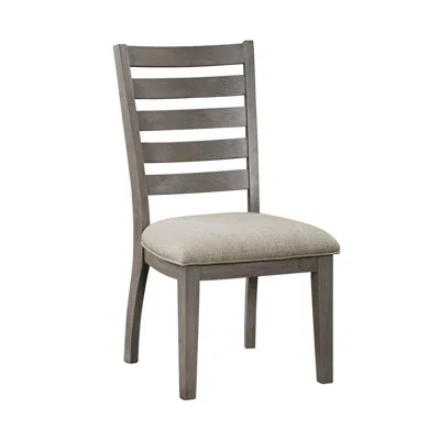 Hivvago Trea 23 Inch Side Dining Chair, Ladder Back, Gray, Beige Cushioned Seat