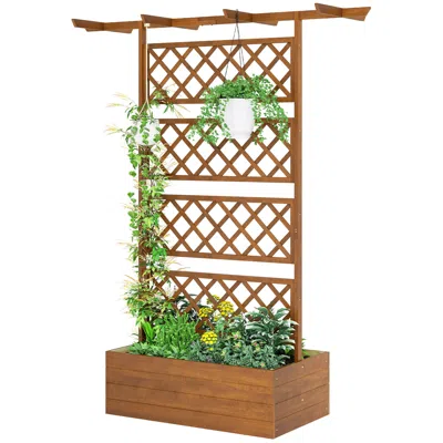 Hivvago Trellis Planter Box, Raised Garden Bed For Vegetables And Flowers