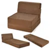 Hivvago Tri-fold Folding Chair Convertible Sleeper Bed-brown