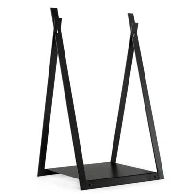 Hivvago Triangle Firewood Rack With Raised Base For Fireplace Fire Pit-black In Blue
