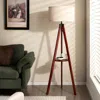 Hivvago Tripod Floor Lamp Wood Standing Lamp With Flaxen Lamp Shade And E26 Lamp Base-brown