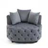 Hivvago Tufted Upholstered Classical Living Room Barrel Accent Chair With Pillows - Gray In Gray