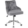 Hivvago Tufted Upholstered Swivel Computer Desk Chair With Nailed Tri-gray