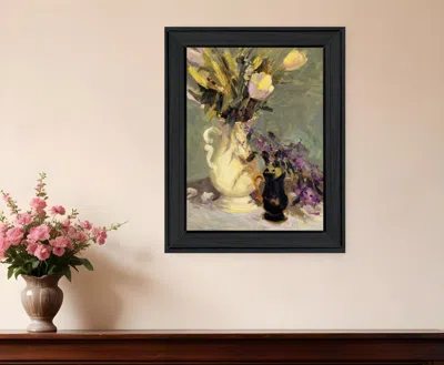 Hivvago Tulips And Lavender Black Framed Print Wall Art