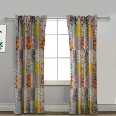 Hivvago Turin 63 Inch Window Curtains, Brushed Microfiber, Multicolor Patchwork