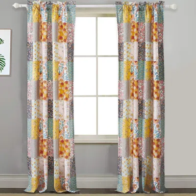 Hivvago Turin 84 Inch Window Curtains, Brushed Microfiber, Multicolor Patchwork