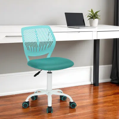 Hivvago Turquoise And White Adjustable Height Swivel Rolling Office Chair In Green