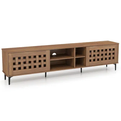 Hivvago Tv Stand For Tvs Up To 80" With 2 Doors And Storage Cabinets In Brown