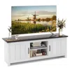 Hivvago Tv Stand With 2 Cabinets And Open Shelves For Tvs Up To 65 Inch-black