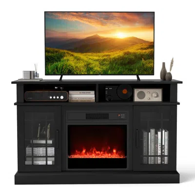 Hivvago Tv Stand With Electric Fireplace Led Lights And Remote Controls For Tvs Up To 40 Inch