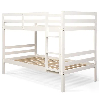 Hivvago Twin Bunk Bed Children Wooden Bunk Beds Solid Hardwood In White
