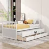 Hivvago Twin Captainâ€s Bed With Trundle And 3 Storage Drawers-white