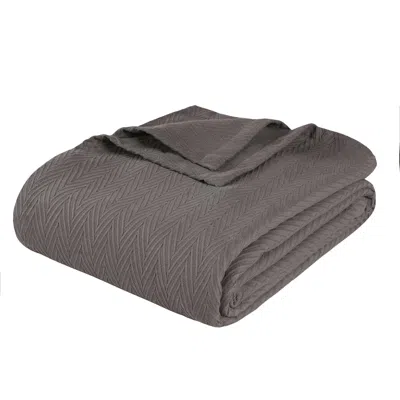 Hivvago Twin Charcoal Cotton Woven Chevron Blanket In Gray