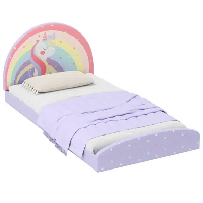 Hivvago Twin Floor Bed Frame Upholstered Twin Size Kids Floor Bed With 210d Oxford Cloth Floor Mat In Blue