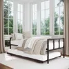 Hivvago Twin Heavy Duty Black Metal Daybed Frame With Roll-out Pop-up Trundle Bed Frame In Black