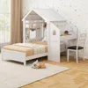 Hivvago Twin House Bed With With 2 Drawers And Windmill-white