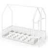 Hivvago Twin House Floor Bed Montessori Bed Frame With Storage Shelf-white