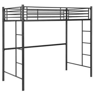 Hivvago Twin Loft Bed Frame With 2 Ladders Full-length Guardrail -black