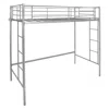 Hivvago Twin Loft Bed Frame With 2 Ladders Full-length Guardrail -silver