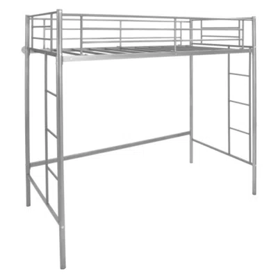 Hivvago Twin Loft Bed Frame With 2 Ladders Full-length Guardrail -silver