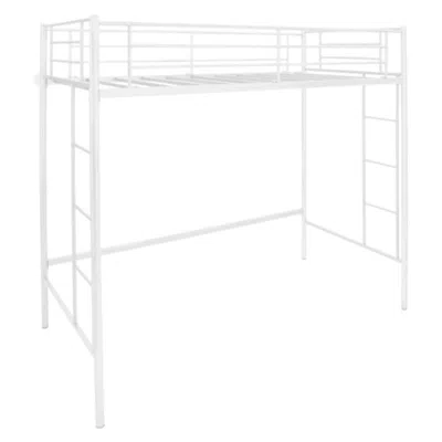 Hivvago Twin Loft Bed Frame With 2 Ladders Full-length Guardrail -white
