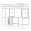 Hivvago Twin Loft Bed With Led Light And Desk No Box Spring Needed-white
