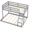 Hivvago Twin Over Full Bunk Bed Low Floor Bunk Bed Frame