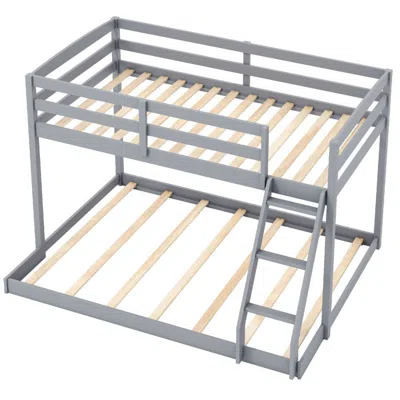 Hivvago Twin Over Full Bunk Bed Low Floor Bunk Bed Frame