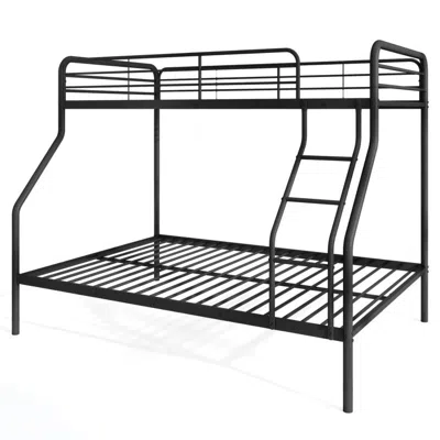 Hivvago Twin Over Full Bunk Bed With Ladder And Full-length Guardrails In Black