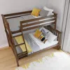 Hivvago Twin Over Full Size Solid Wood Bunk Bed In Brown