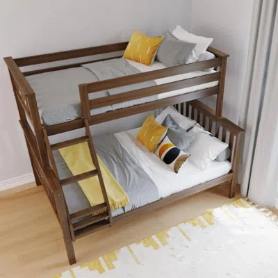 Hivvago Twin Over Full Size Solid Wood Bunk Bed In Brown