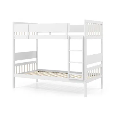Hivvago Twin Over Twin Bunk Bed With Ladder And Full-length Guardrails In White