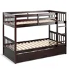 Hivvago Twin Over Twin Bunk Bed With Pull-out Trundle And Ladder In Brown