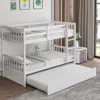 Hivvago Twin Over Twin Bunk Bed With Pull-out Trundle And Ladder-white