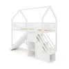 Hivvago Twin Over Twin Bunk Bed With Slide And Staircase-white