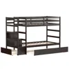 Hivvago Twin Over Twin Bunk Bed With Storage Shelf And Drawer-dark Brown