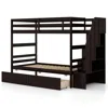 Hivvago Twin Over Twin Bunk Bed With Storage Stairs And Drawers-gray