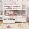 Hivvago Twin Over Twin Bunk Bed Wood Bed Frame With 2 Storage Drawers And Ladder-white