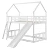 Hivvago Twin Over Twin House Bunk Bed With Slide And Ladder-white