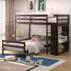 Hivvago Twin Over Twin Loft Bunk Bed With Bookcase-dark Brown