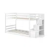 Hivvago Twin Over Twin Low Bunk Bed With Storage Stairs Solid Wood Floor Bunk Bed Frame-white