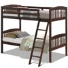 Hivvago Twin Over Twin Wooden Bunk Bed With Ladder In Dark Brown Finish In Brown