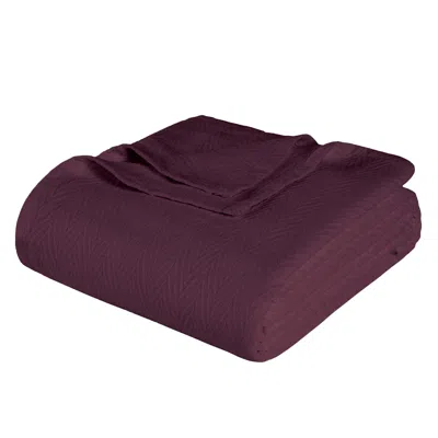 Hivvago Twin Plum Cotton Woven Chevron Blanket In Purple