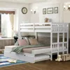 Hivvago Twin Pull-out Bunk Bed With Trundle Wooden Ladder-white