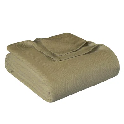 Hivvago Twin Sage Cotton Woven Chevron Blanket In Green
