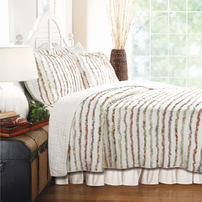 Hivvago Twin Size 100% Cotton Ruffle Stripes Quilt Set - Machine Washable