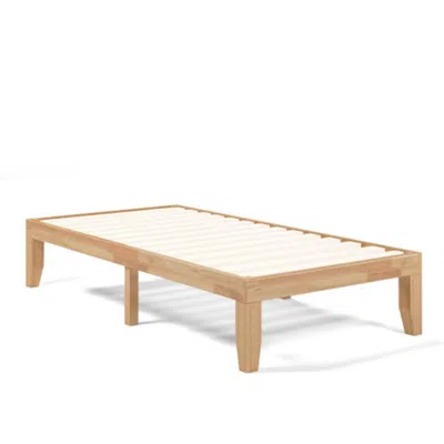 Hivvago Twin Size 14 Inch Wooden Slats Bed Mattress Frame-natural