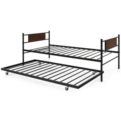Hivvago Twin Size 2-in-1 Daybed Frame With Pullout Trundle In Black